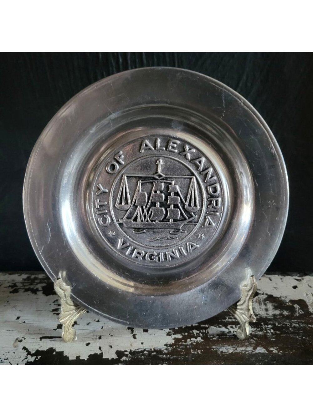 City Of Alexandria Virginia Seal Pewter Trinket Dish Vintage RWP Wilton Armatale